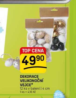 DEKORACE VELIKONOČNÍ VEJCE* 12 ks v balení | 4 cm  