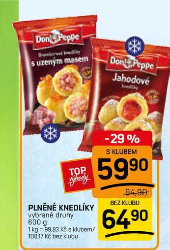 PLNĚNÉ KNEDLÍKY vybrané druhy 600 g 