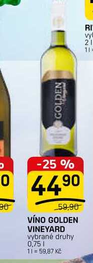 VÍNO GOLDEN VINEYARD vybrané druhy 0,75l