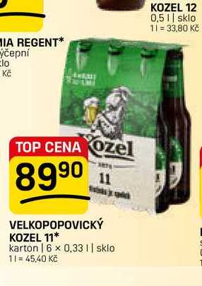 VELKOPOPOVICKÝ KOZEL 11* karton 16 x 0,33l