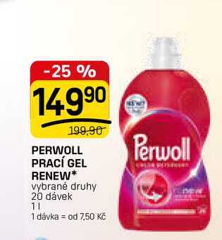 PERWOLL PRACÍ GEL RENEW* vybrané druhy 20 dávek