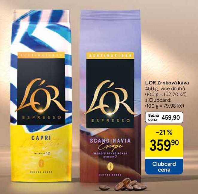 L'OR Zrnková káva, 450 g