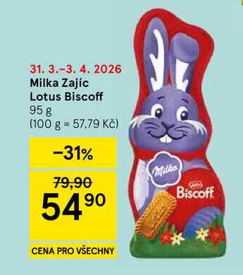 Milka Zajíc Lotus Biscoff, 95 g