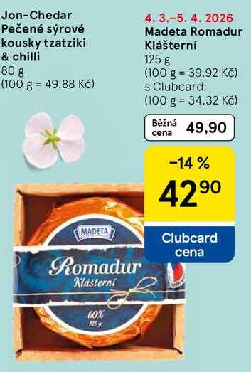 Madeta Romadur Klášterní, 125 g 
