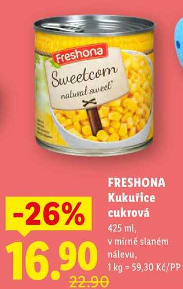 FRESHONA Kukuřice cukrová, 425 ml v akci