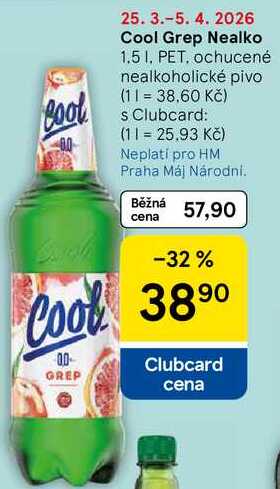 Cool Grep Nealko, 1.5 l, PET, ochucené nealkoholické pivo 