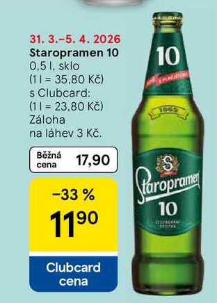 Staropramen 10, 0.5 l, sklo