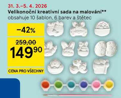 Velikonoční kreativní sada na malování, obsahuje 10 šablon, 6 barev a štětec  