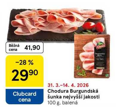 Chodura Burgundská šunka nejvyšší jakosti, 100 g, balená 