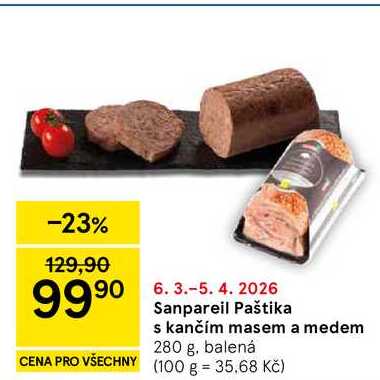 Sanpareil Paštika s kančím masem a medem, 280 g, balená 