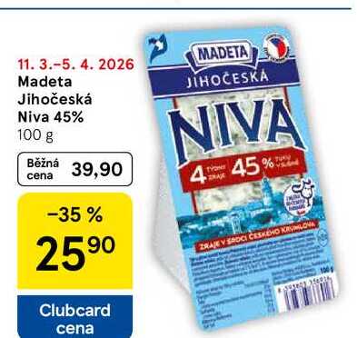 Madeta Jihočeská Niva 45%, 100 g 