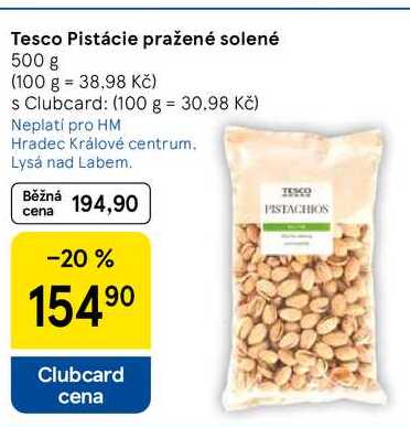Tesco Pistácie pražené solené, 500 g 