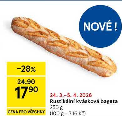 Rustikální kvásková bageta, 250 g  