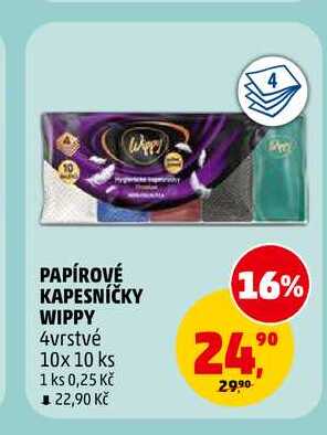 PAPÍROVÉ KAPESNÍČKY WIPPY, 10x 10 ks