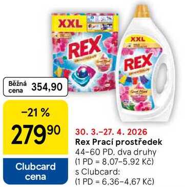 Rex Prací prostředek, 44-60 PD, dva druhy Tesco