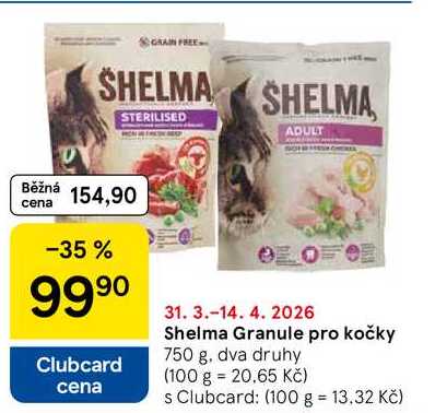 Shelma Granule pro kočky, 750 g, dva druhy