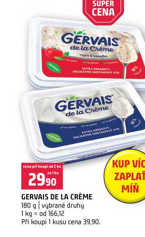 GERVAIS DE LA CRÈME 180 g vybrané druhy