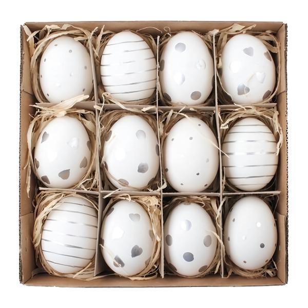 Anděl Přerov Vajíčka plastová se stříbrným zdobením, 6 cm