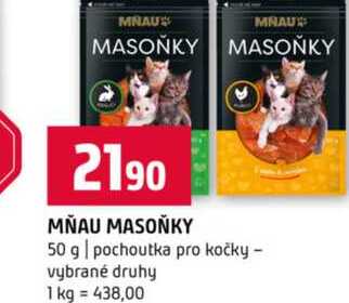 MŇAU MASOŇKY 50 g pochoutka pro kočky vybrané druhy
