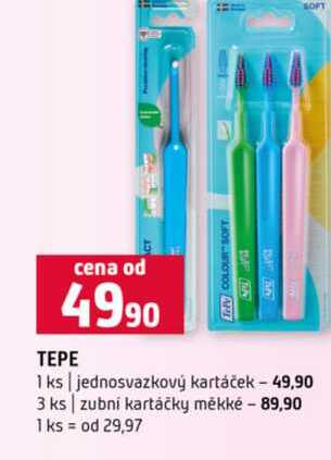 TEPE jednosvazkový kartáček 3 ks zubní kartáčky měkké Terno