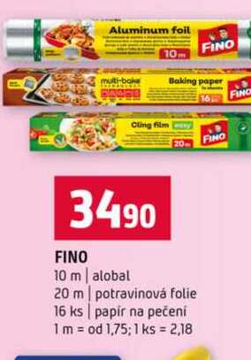 FINO 10 m alobal 20 m potravinová folie 16 ks papir na pečení 