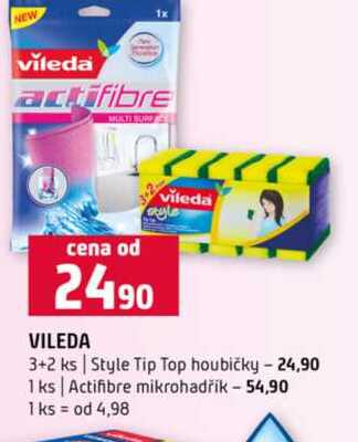 VILEDA 3+2 ks Style Tip Top houbičky 1 ks Actifibre mikrohadřík Terno