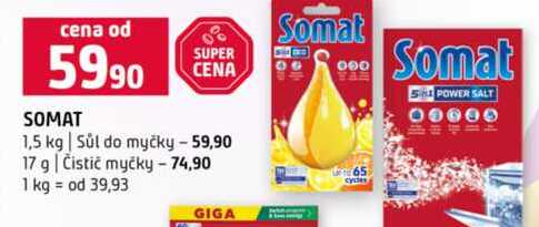 SOMAT 1,5 kg Sůl do myčky 17 g Čistič myčky Terno