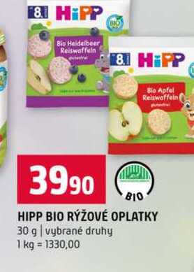 HIPP BIO RÝŽOVÉ OPLATKY 30 g vybrané druhy Terno