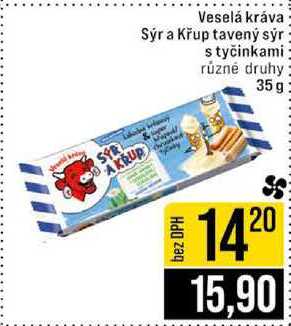 Veselá kráva Sýr a Křup tavený sýr s tyčinkami různé druhy 35 g 