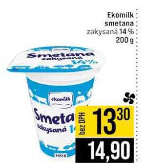 Ekomilk smetana zakysaná 14% Smetana 200 g 