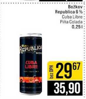 Božkov Republica 6% Cuba Libre Piña Colada 0,25l