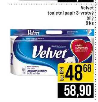 Velvet toaletní papír 3-vrstvý bilý 8 ks