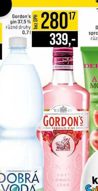 Gordon's gin 37,5% různé druhy 0,7l