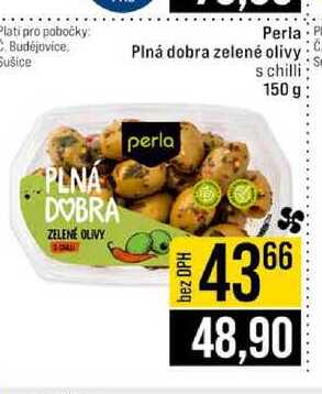 Perla Plná dobra zelené olivy s chilli 150 g 