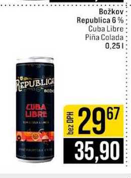 Božkov Republica 6% Cuba Libre Piña Colada 0.25l