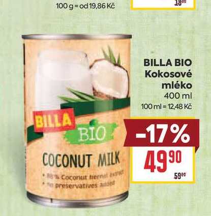 BILLA BIO Kokosové mléko 400 ml 