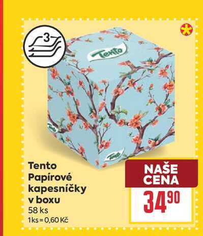 Tento Papírové kapesníčky v boxu 58 ks BILLA