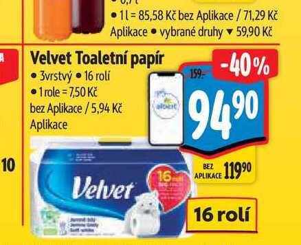 Velvet Toaletní papír 3vrstvý 16 rolí Albert