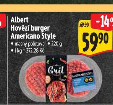 Albert Hovězí burger Americano Style  220 g
