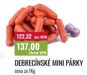 DEBRECÍNSKÉ MINI PÁRKY cena za 1Kg