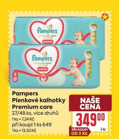 Pampers Plenkové kalhotky Premium care 27/48 ks BILLA