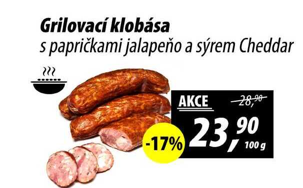 Grilovací klobása s papričkami jalapeño a sýrem, 100 g 