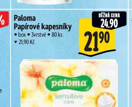 Paloma Papírové kapesníky box 3vrstvé 80 ks Albert