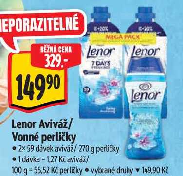 Lenor Aviváž/Vonné perličky, 2x 59 dávek aviváž/270 g perličky Albert