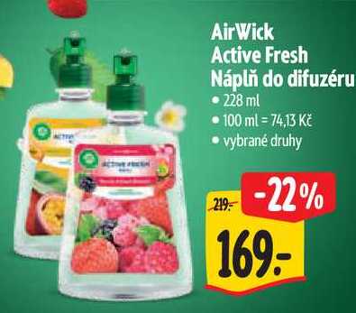 Air Wick Active Fresh Náplň do difuzéru, 228 ml 