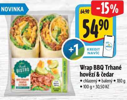 Wrap BBQ Trhané hovězí & čedar, 180 g