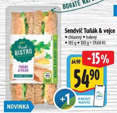 Sendvič Tuňák & vejce, 185 g