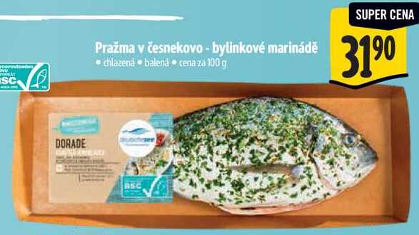 Pražma v česnekovo - bylinkové marinádě, cena za 100 g