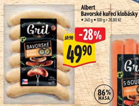 Albert Bavorské kuřecí klobásky, 240 g