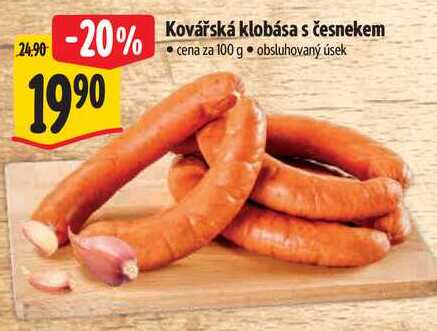 Kovářská klobása s česnekem, cena za 100 g